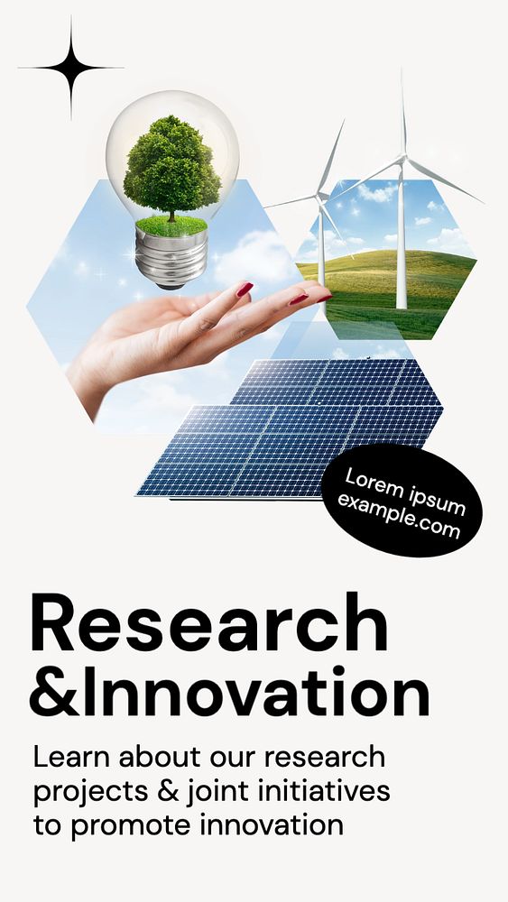 Research & innovation  Instagram story template, editable text