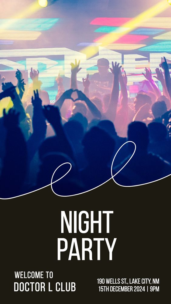 Night party  Instagram story template, editable text