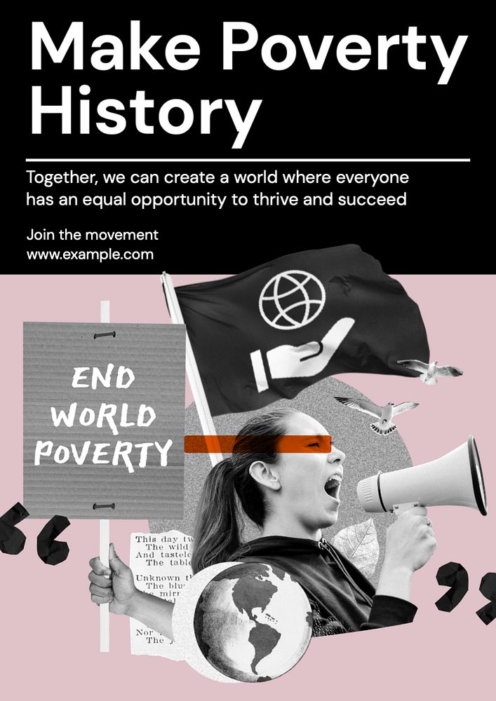 End poverty poster template, editable text and design