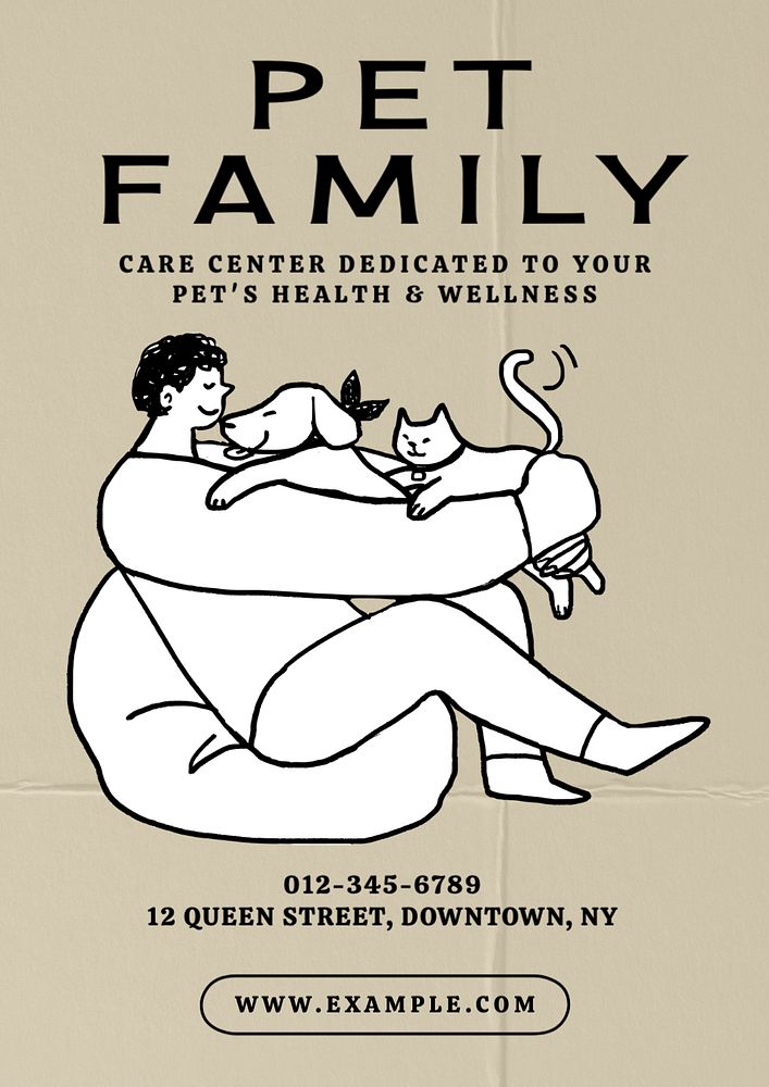 Pet family  poster template, editable text and design