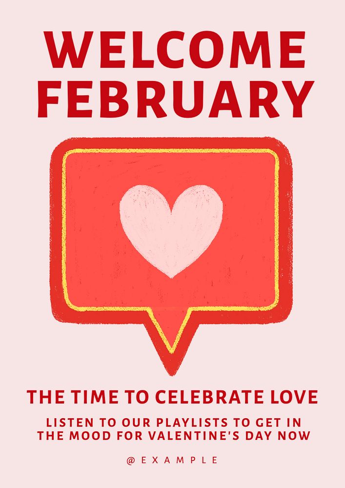 Welcome February  poster template, editable text and design