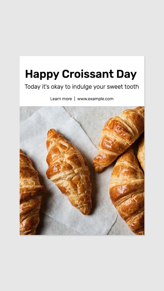 Happy croissant day  Instagram story template, editable text