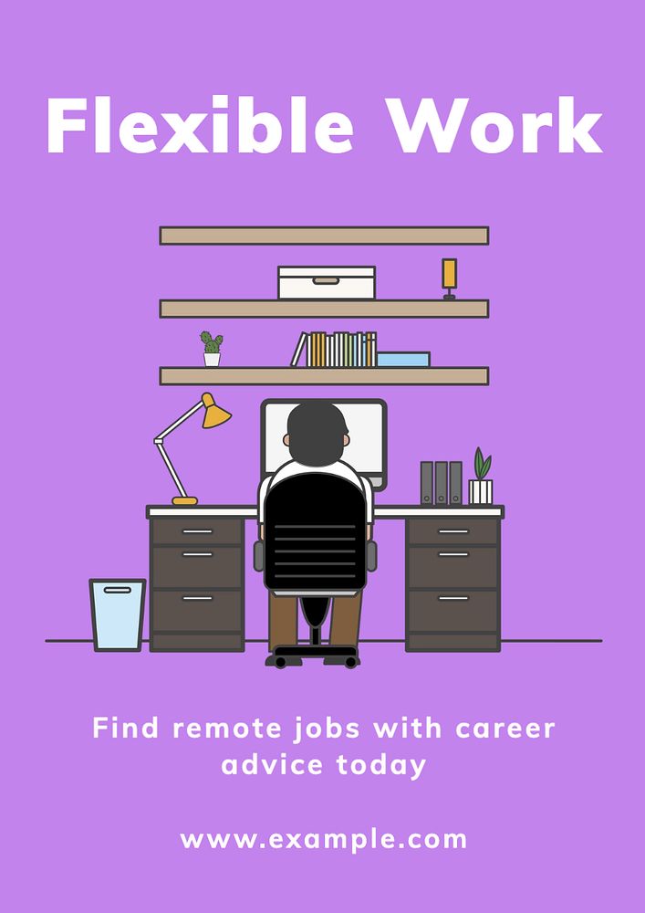 Flexible work  poster template, editable text and design