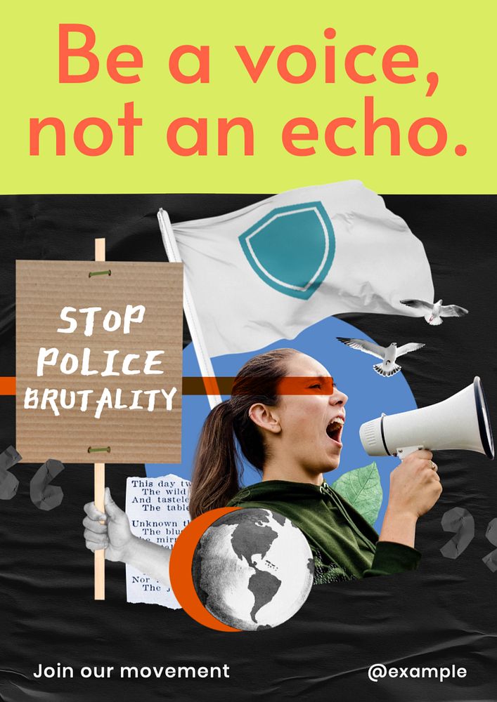 Be a voice not an echo poster template, editable text and design