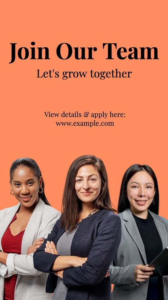 Join our team Instagram story template, editable text