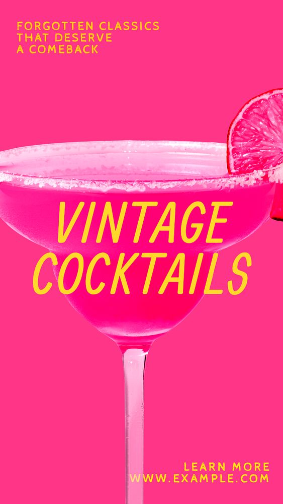 Vintage cocktails Instagram story template, editable text