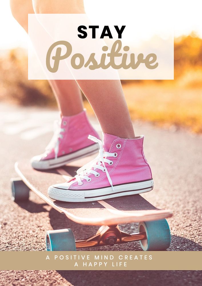 Stay positive  poster template, editable text and design