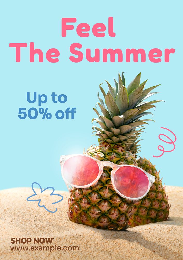 Summer sale  poster template, editable text and design