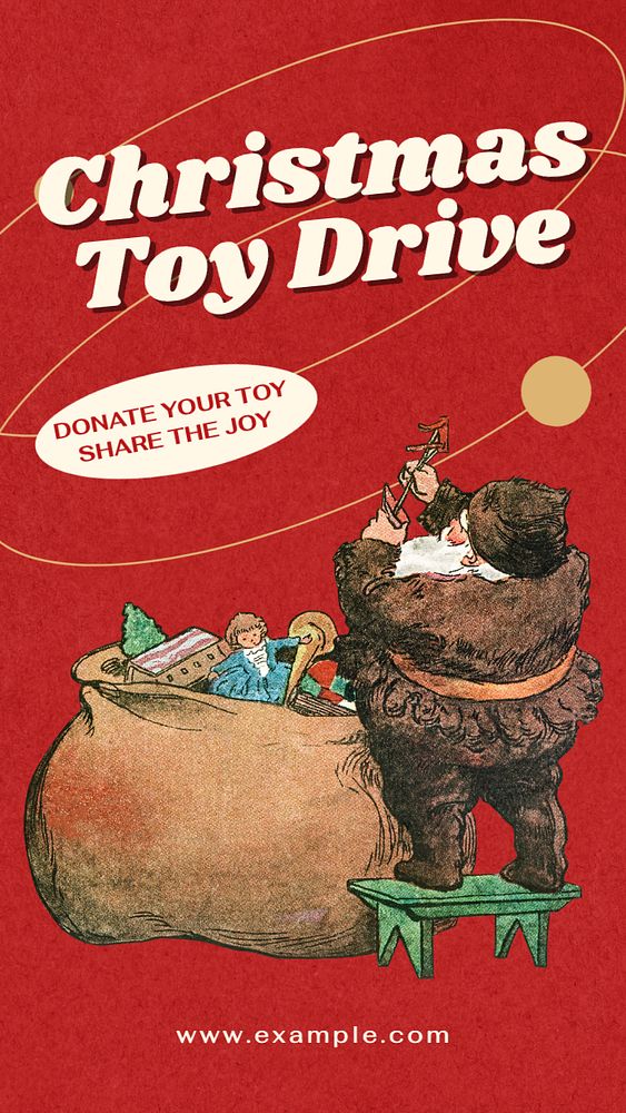 Christmas toy drive Instagram story template, editable text