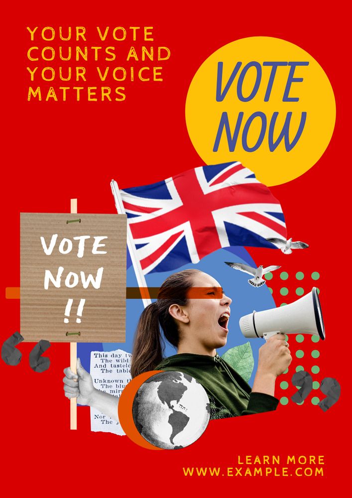 Vote now poster template, editable text and design