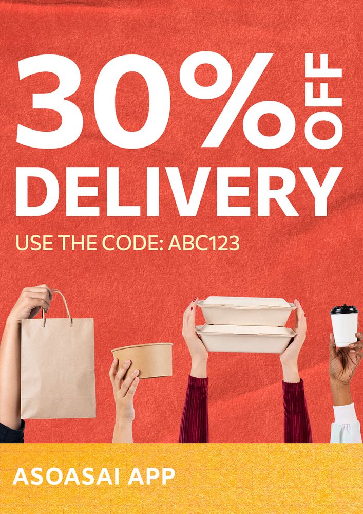 Delivery promotion  poster template, editable text and design