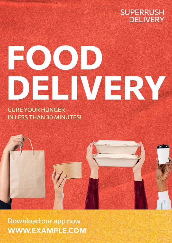 Food delivery  poster template, editable text and design