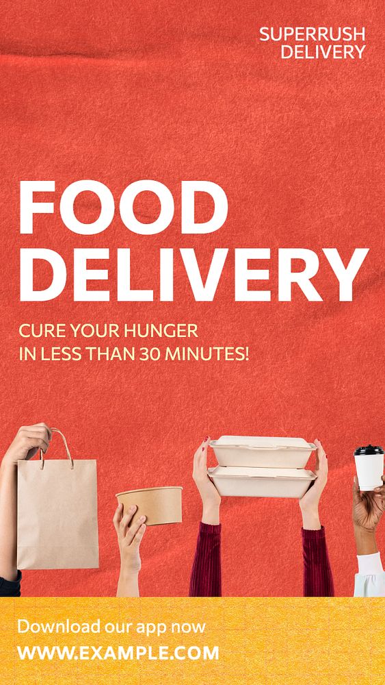 Food delivery  Instagram story template, editable text