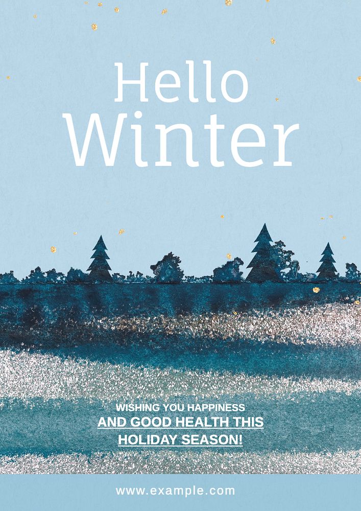 Hello winter wish  poster template, editable text and design