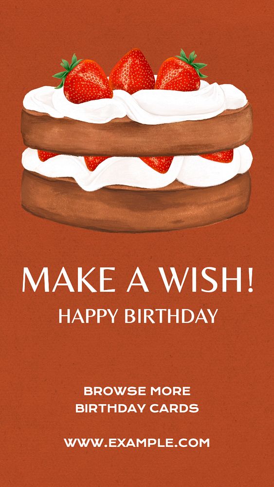 Birthday card wish  Instagram story template, editable text