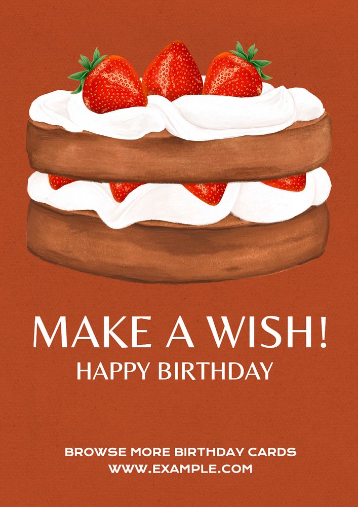 Birthday card wish  poster template, editable text and design