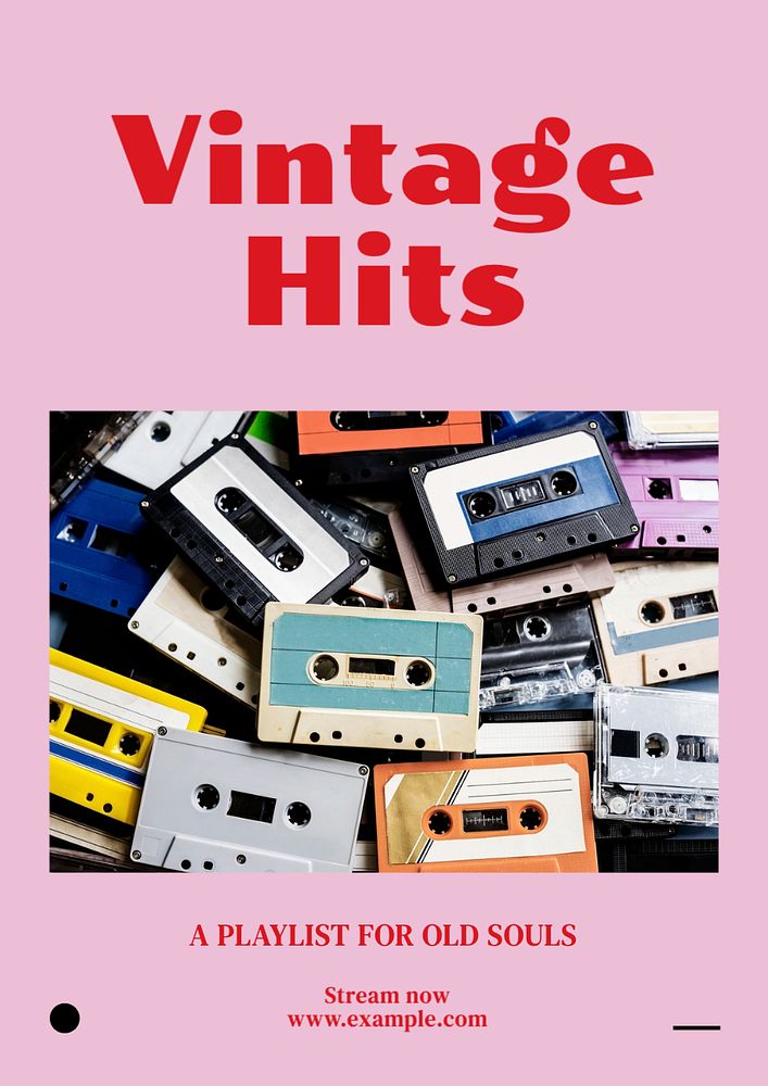 Vintage hits  poster template, editable text and design