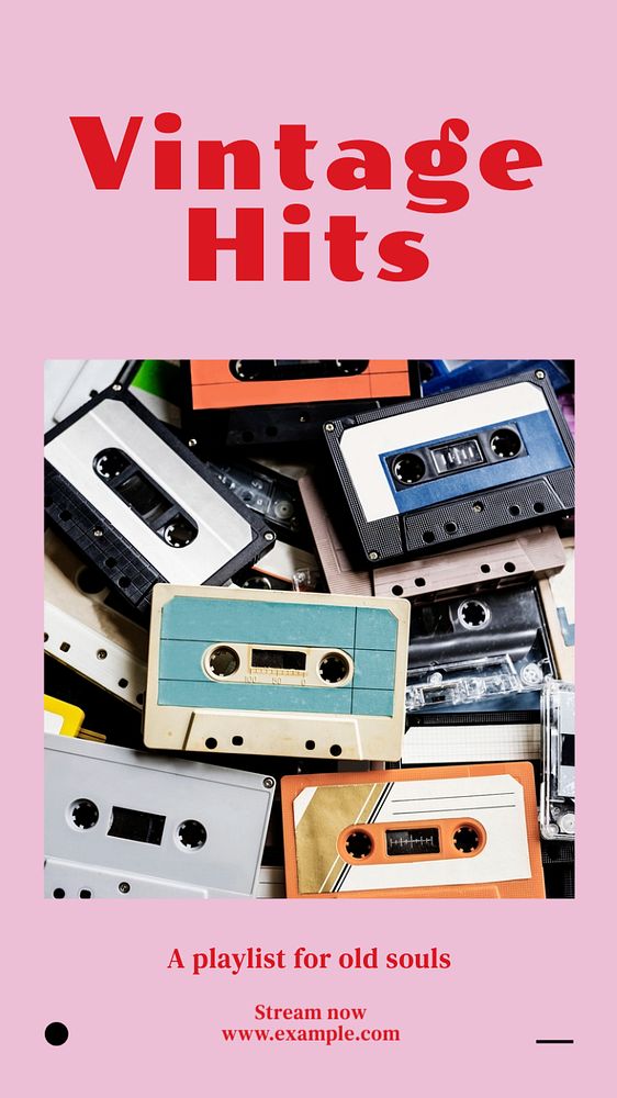 Vintage hits  Instagram story template, editable text