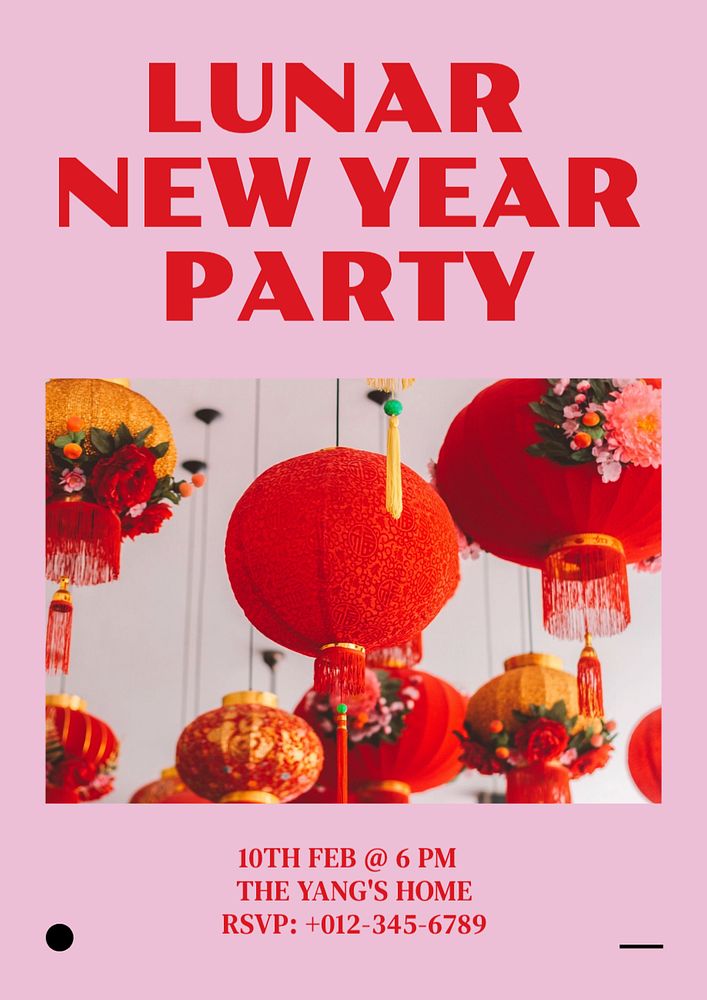 Lunar new year  poster template, editable text and design