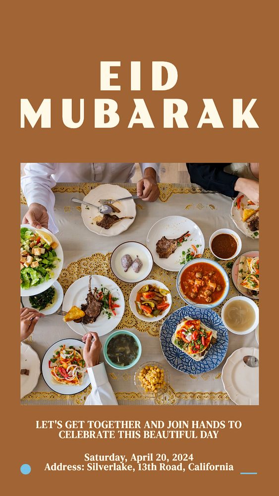 Eid Mubarak  Instagram story template, editable text