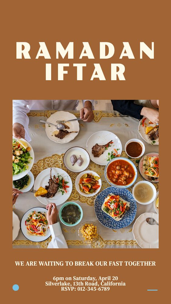 Ramadan Iftar  Instagram story template, editable text