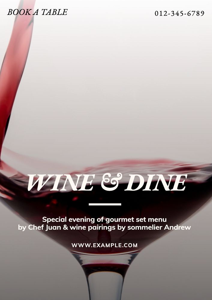 Wine & dine  poster template, editable text and design