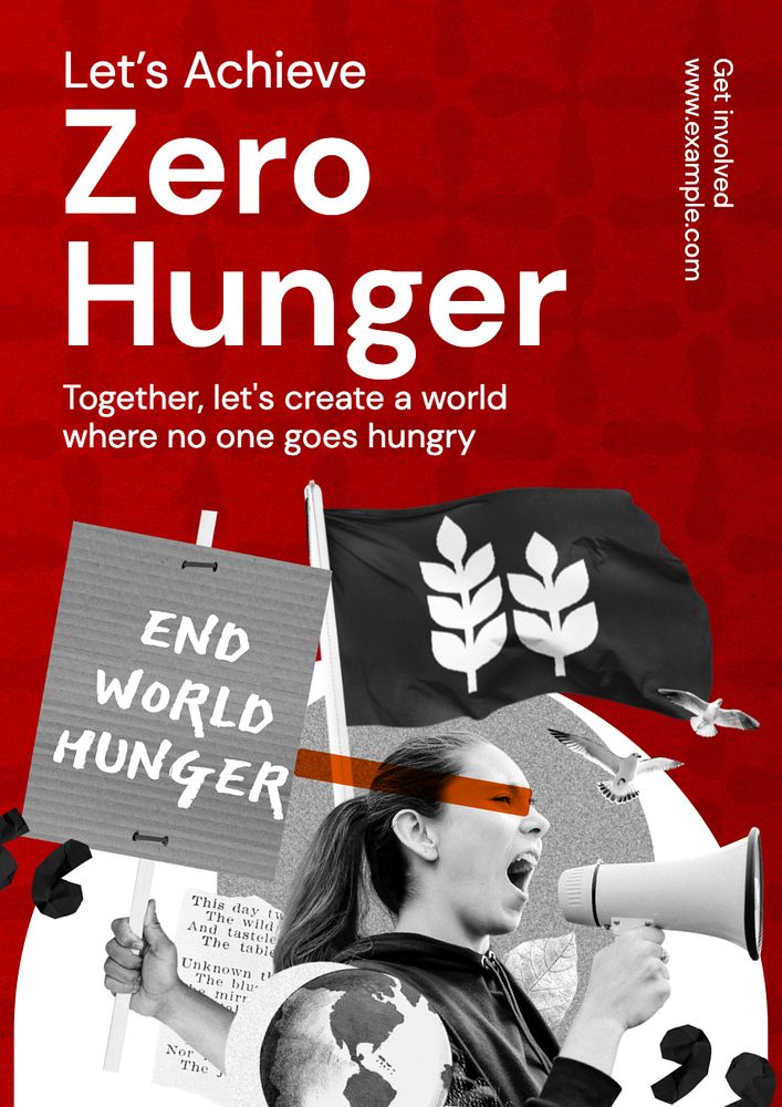 End hunger poster template, editable text and design