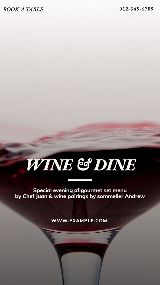 Wine & dine  Instagram story template, editable text