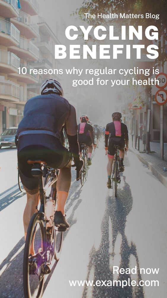 Cycling benefits  Instagram story template, editable text