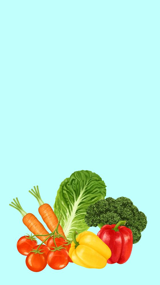 Vegetable blue iPhone wallpaper, editable digital paint remix design