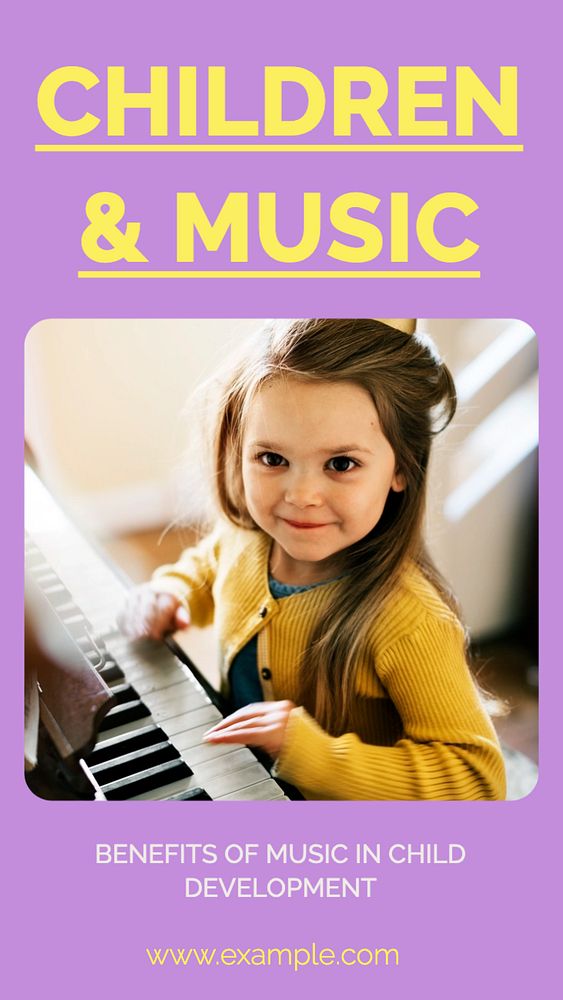 Children and music Instagram story template, editable text