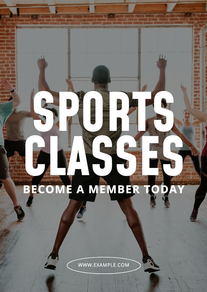 Sports classes  poster template, editable text and design