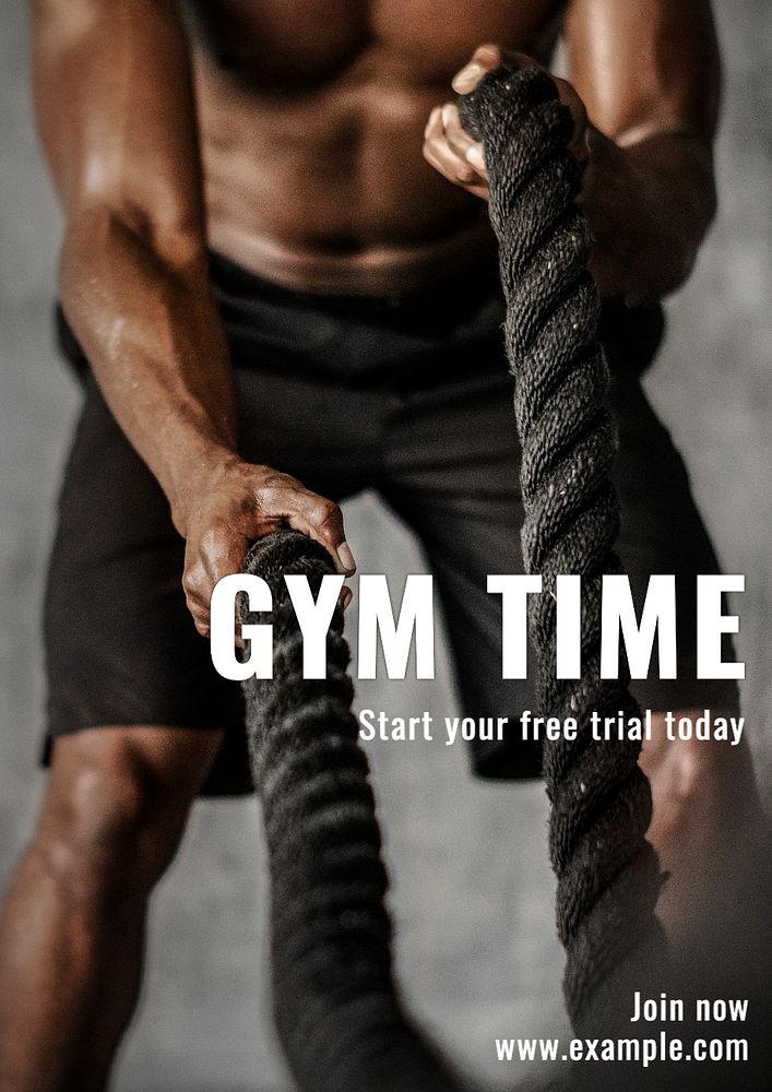 Gym time  poster template, editable text and design