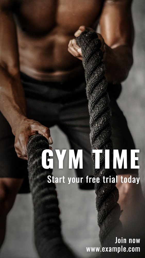 Gym time  Instagram story template, editable text