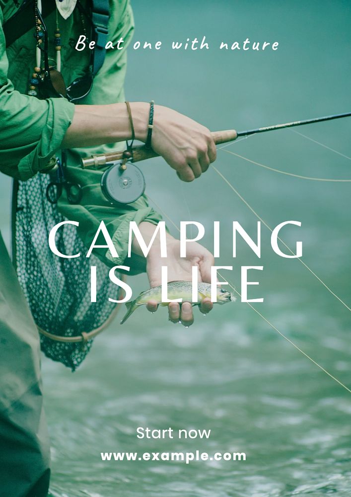 Camping  poster template, editable text and design
