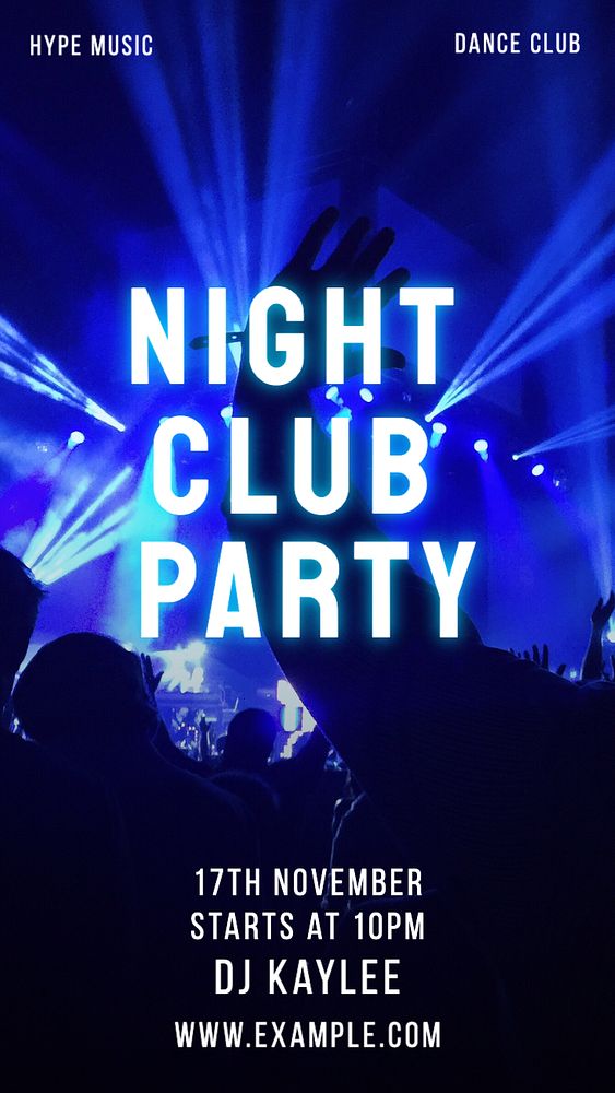 Night club party  Instagram story template, editable text
