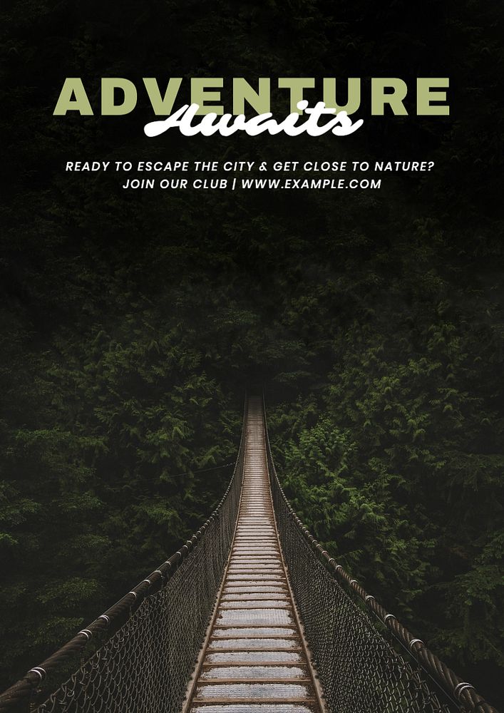 Camping & adventure club poster template, editable text and design