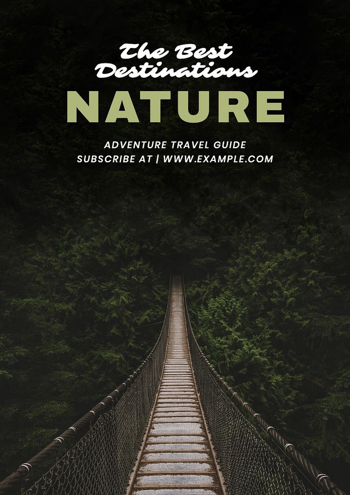 Nature travel poster template, editable text and design