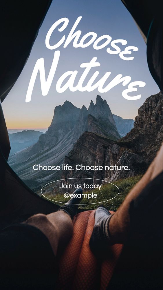 Choose nature  Instagram story template, editable text