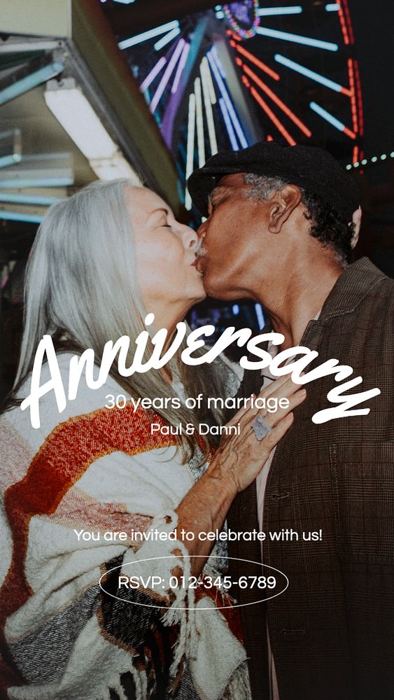 Marriage anniversary  Instagram story template, editable text