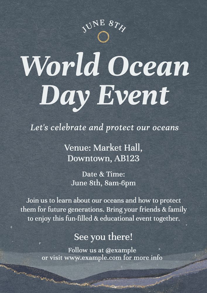 World ocean day poster template, editable text and design