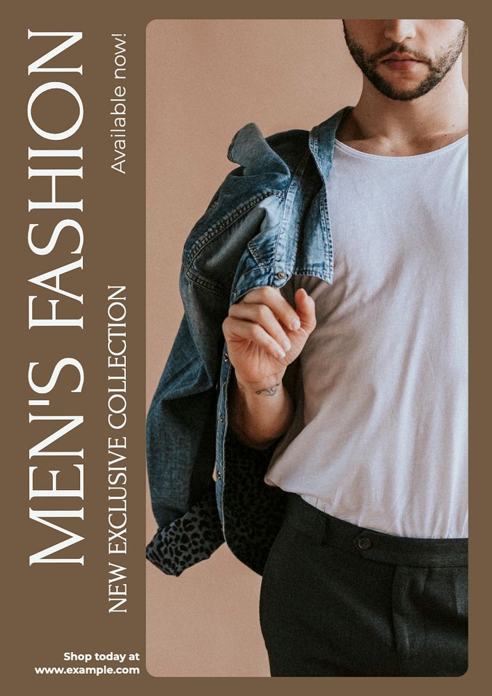 Men's fashion  poster template, editable text and design