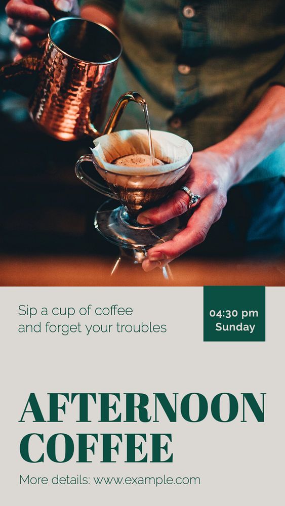 Afternoon coffee  Instagram story template, editable text