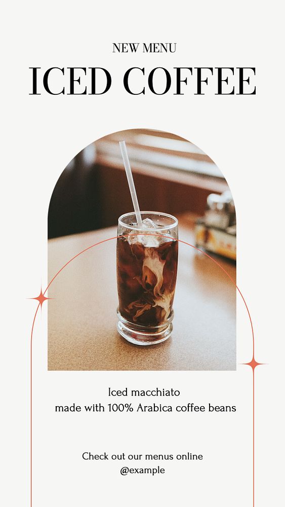 Cafe's new menu  Instagram story template, editable text