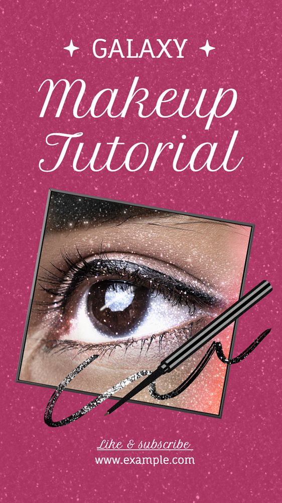 Galaxy makeup tutorial Instagram story template, editable text