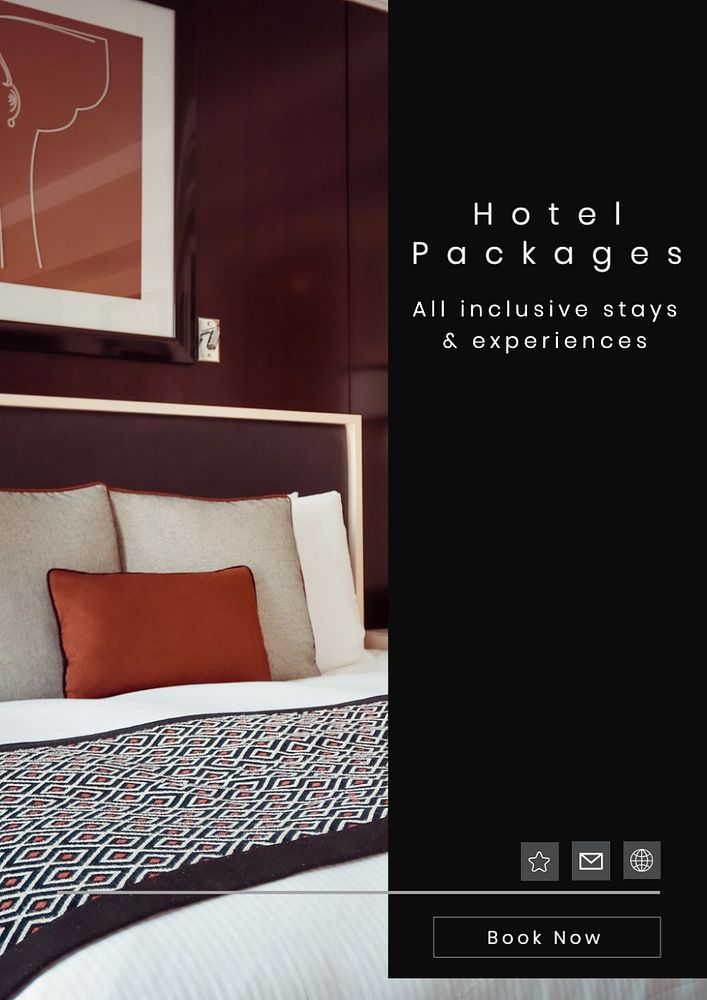 Hotel packages  poster template, editable text and design