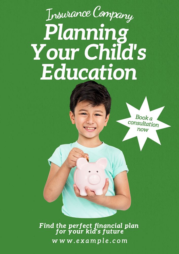 Child's education  poster template, editable text and design