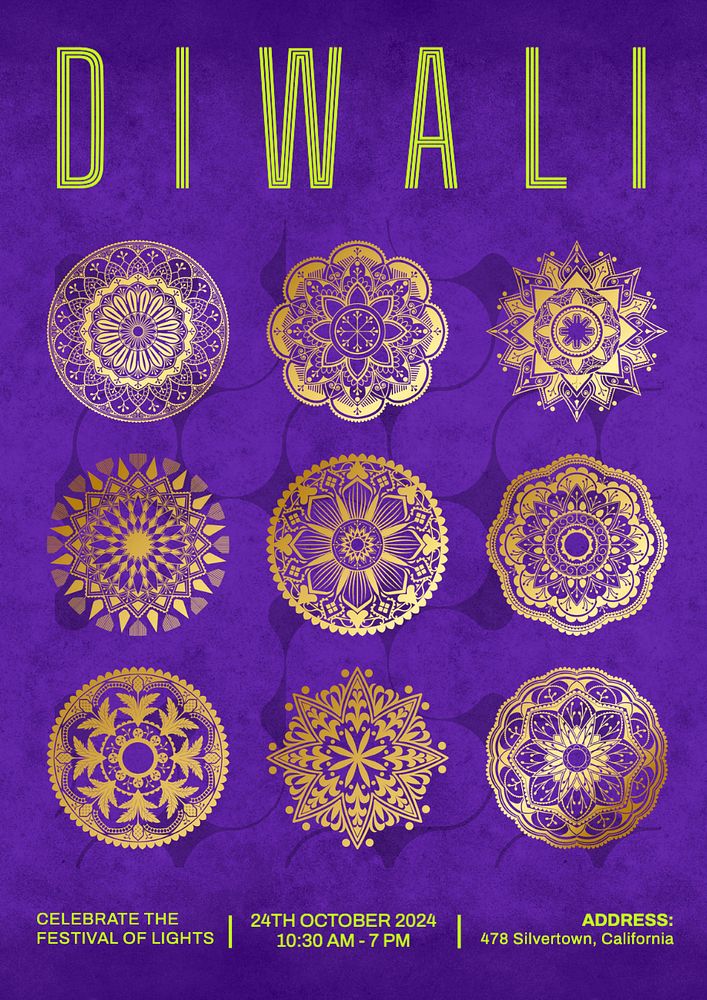 Diwali festival  poster template, editable text and design