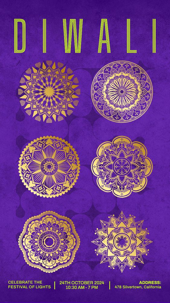 Diwali festival  Instagram story template, editable text