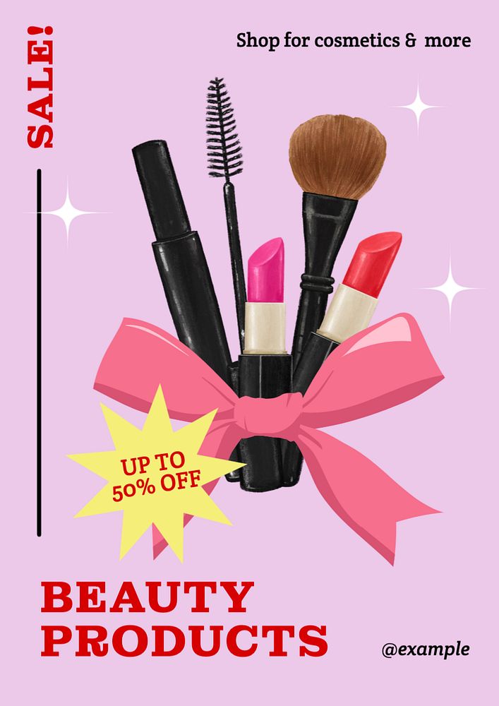 Beauty product sale poster template, editable text and design